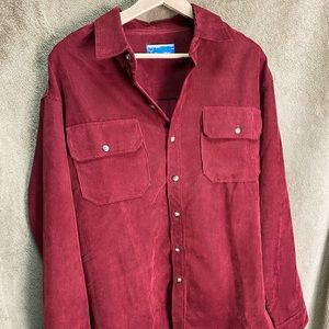 Red Corduroy Button Up Shirt